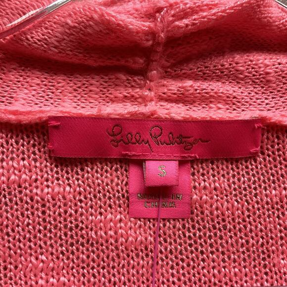Lilly Pulitzer Faretta Open Knit Cardigan Sweater Small Coral Tassels Resort - Picture 3 of 9